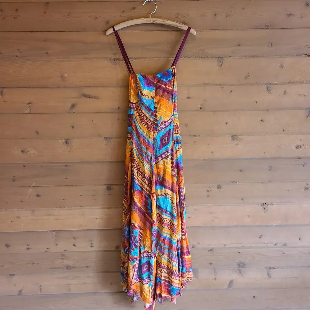 Free People Dress Sahara Maxi NWT Rare Desert S Boho Western Serape Rodeo Flowy - Picture 2 of 7